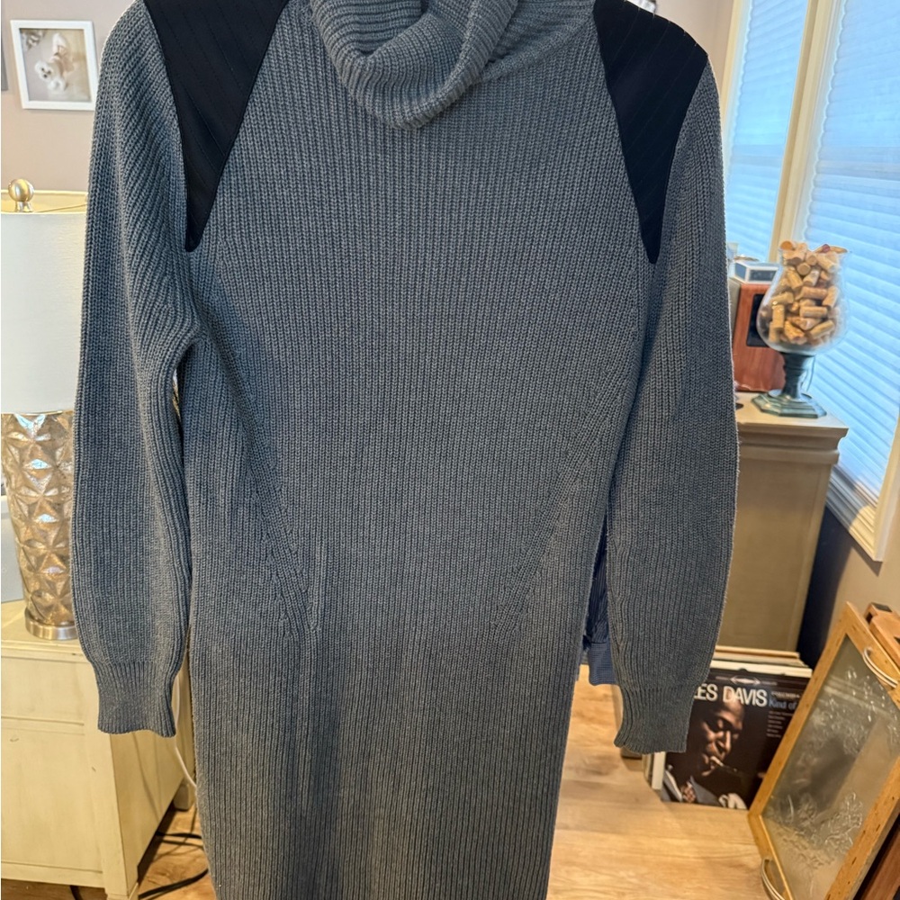 Gray and Black Ribbed Knit Dress